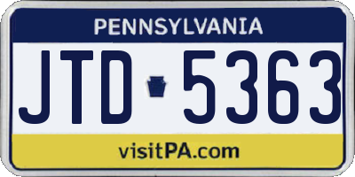 PA license plate JTD5363