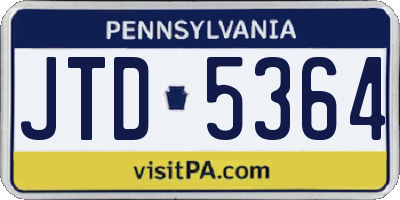 PA license plate JTD5364