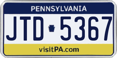 PA license plate JTD5367