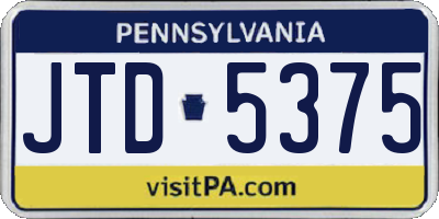 PA license plate JTD5375