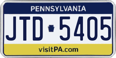 PA license plate JTD5405