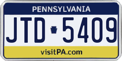 PA license plate JTD5409