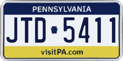 PA license plate JTD5411