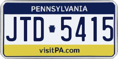 PA license plate JTD5415