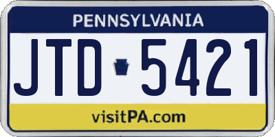 PA license plate JTD5421