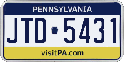 PA license plate JTD5431