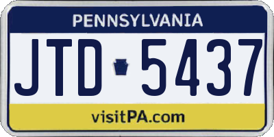 PA license plate JTD5437