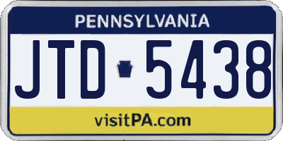 PA license plate JTD5438