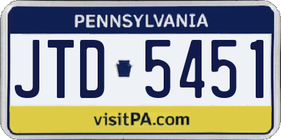 PA license plate JTD5451