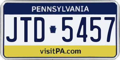 PA license plate JTD5457