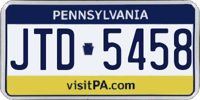 PA license plate JTD5458