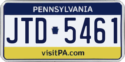 PA license plate JTD5461