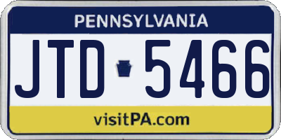PA license plate JTD5466