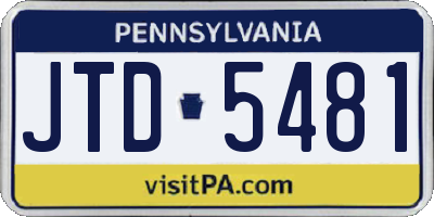 PA license plate JTD5481