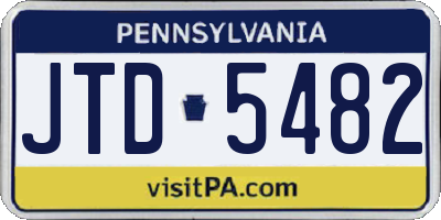 PA license plate JTD5482