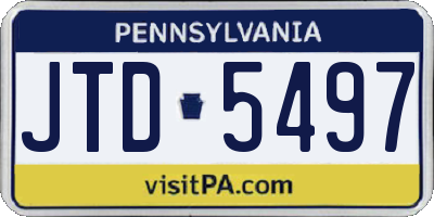 PA license plate JTD5497