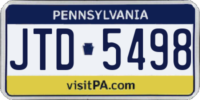 PA license plate JTD5498