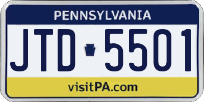 PA license plate JTD5501