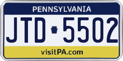 PA license plate JTD5502