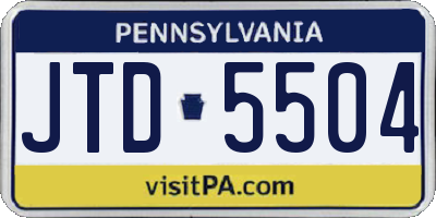 PA license plate JTD5504
