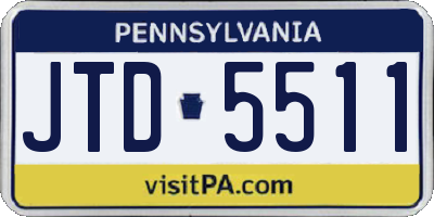 PA license plate JTD5511