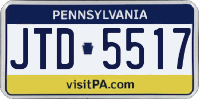 PA license plate JTD5517