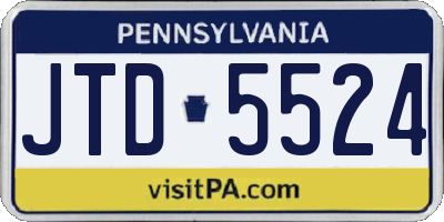 PA license plate JTD5524