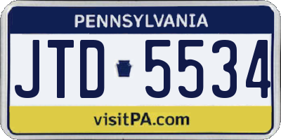 PA license plate JTD5534