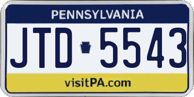 PA license plate JTD5543
