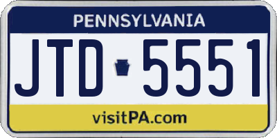 PA license plate JTD5551