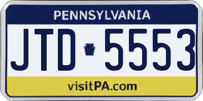 PA license plate JTD5553