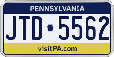 PA license plate JTD5562