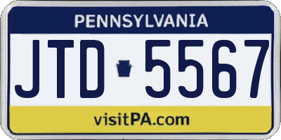 PA license plate JTD5567