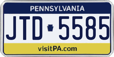 PA license plate JTD5585