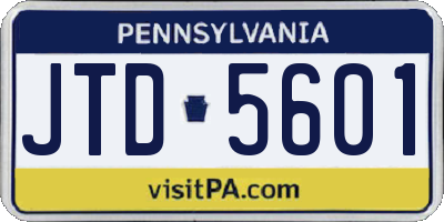 PA license plate JTD5601