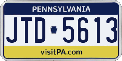 PA license plate JTD5613