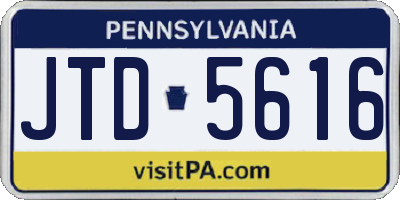 PA license plate JTD5616