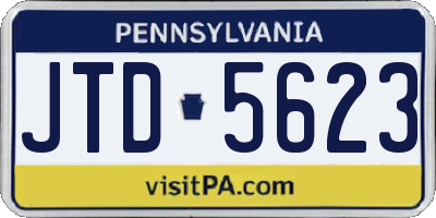 PA license plate JTD5623