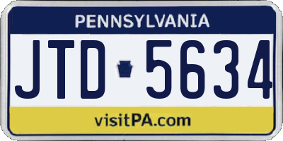 PA license plate JTD5634