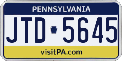 PA license plate JTD5645