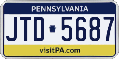 PA license plate JTD5687