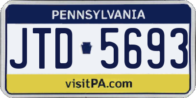 PA license plate JTD5693