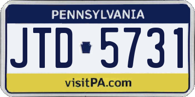 PA license plate JTD5731