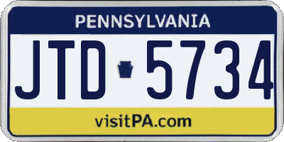 PA license plate JTD5734