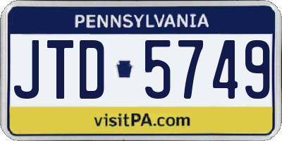 PA license plate JTD5749