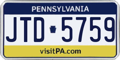 PA license plate JTD5759