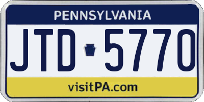 PA license plate JTD5770