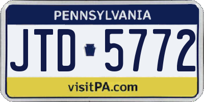 PA license plate JTD5772