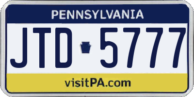 PA license plate JTD5777