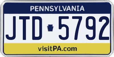 PA license plate JTD5792